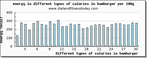 calories in hamburger energy per 100g